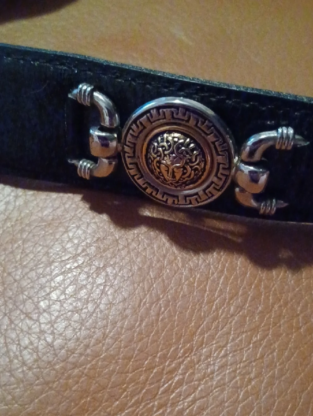 Women's Black Leather Medallion Belt